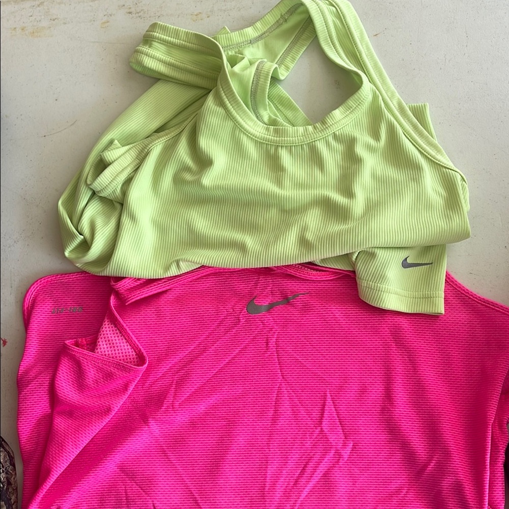 Nike Women's Pink and Green Tops